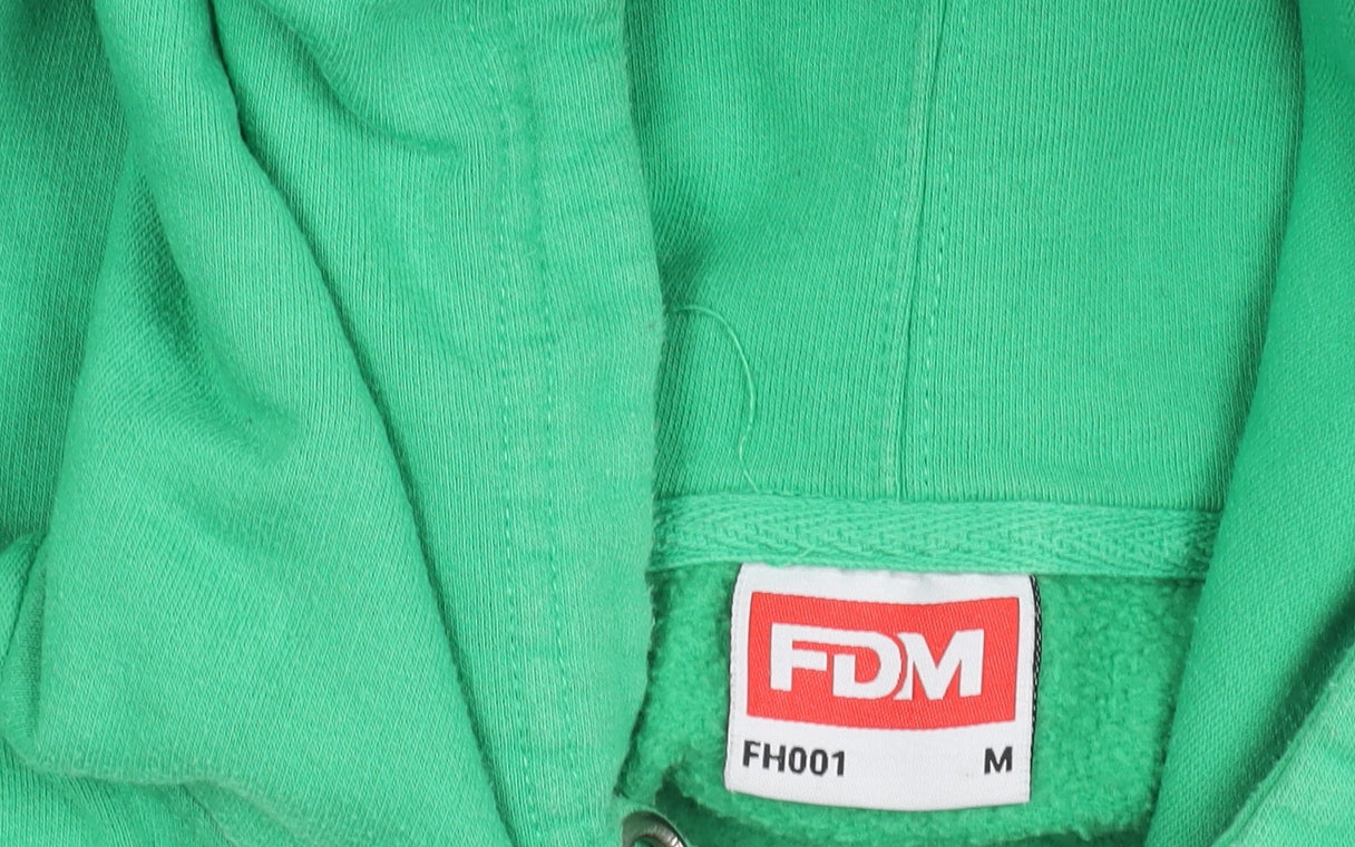 FDM Womens Green Pullover Hoodie M Cotton Blend Graphic Print
