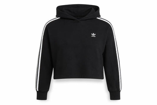 Front view of Adidas women’s black, size UK 10, pullover hoodie sweatshirt logo sports