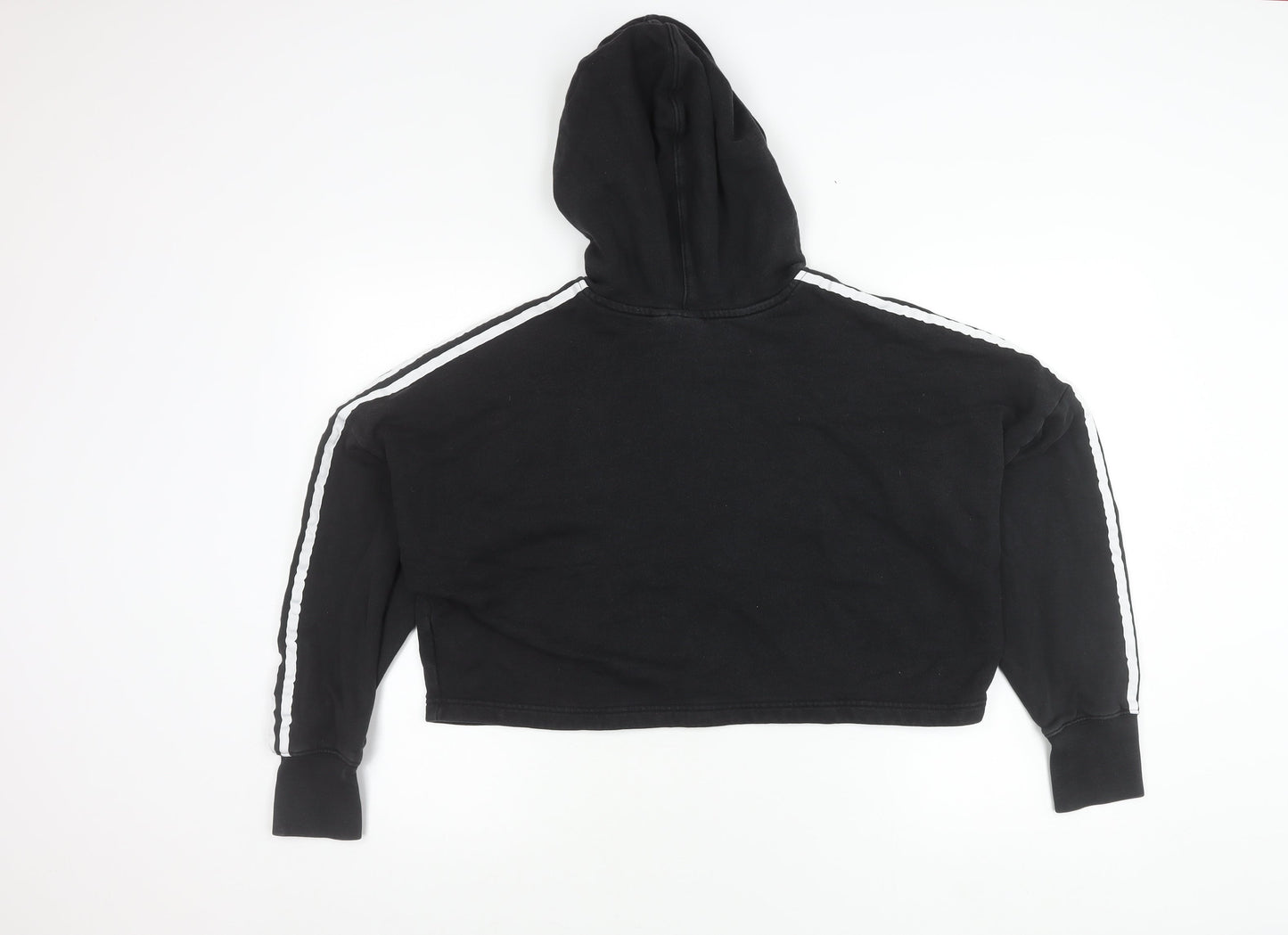 Adidas Womens Black Size 10 Pullover Hoodie Sweatshirt Logo Sports