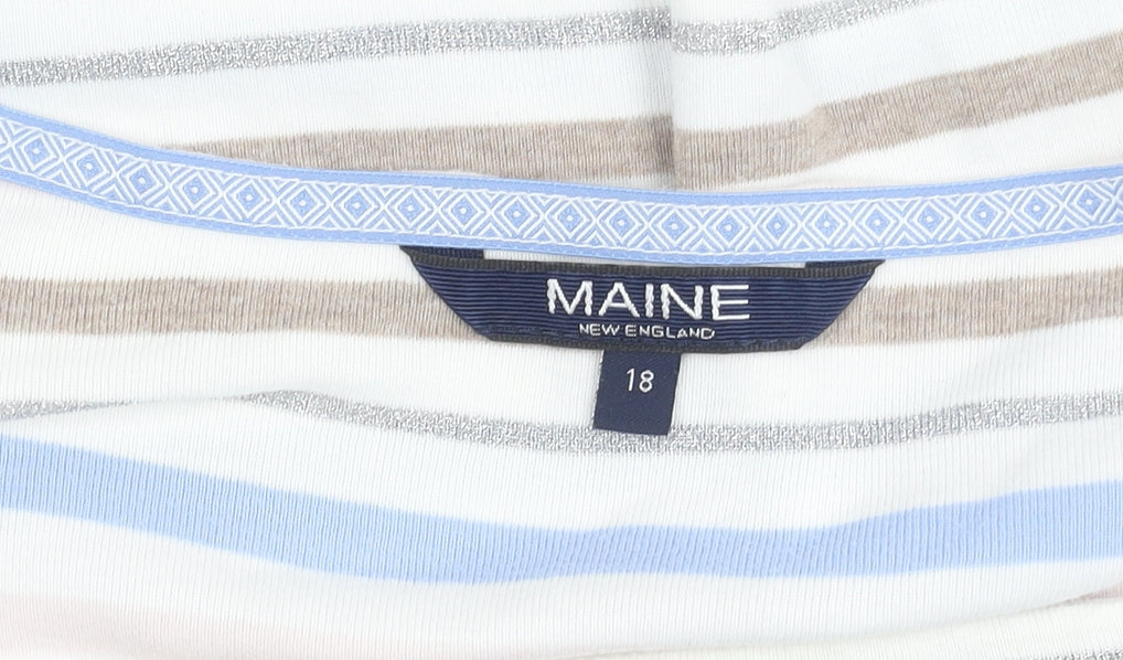 Maine New England Womens Multicolour Stripe T-Shirt Size 18
