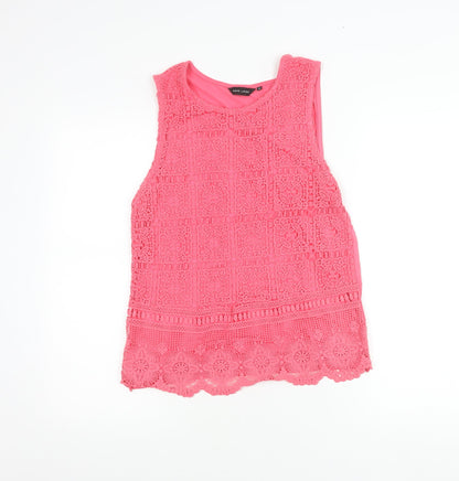 New Look Women’s Pink Lace Tank Top Size 12 Round Neck