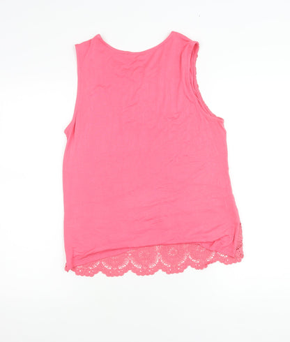 New Look Women’s Pink Lace Tank Top Size 12 Round Neck