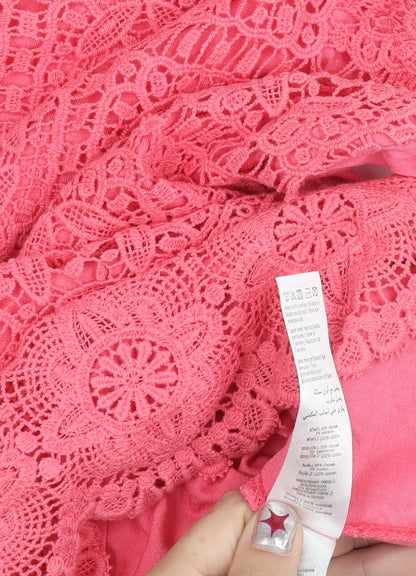 New Look Women’s Pink Lace Tank Top Size 12 Round Neck