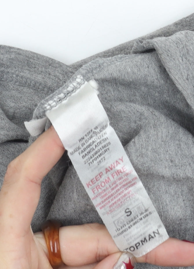 Topman Men’s Grey Multicolour Sleeve Crew Neck T-Shirt Size S