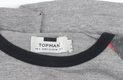 Topman Men’s Grey Multicolour Sleeve Crew Neck T-Shirt Size S
