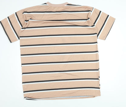 I Saw It First Womens Beige Striped Graphic Angel T-Shirt Size 12