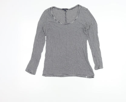 Gap Womens XS Black Striped Scoop Neck Long Sleeve Jersey Top