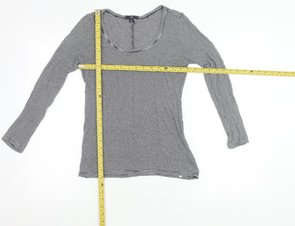 Gap Womens XS Black Striped Scoop Neck Long Sleeve Jersey Top