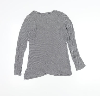 Gap Womens XS Black Striped Scoop Neck Long Sleeve Jersey Top
