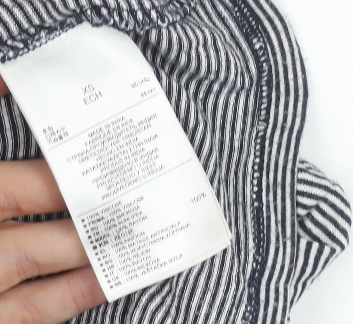 Gap Womens XS Black Striped Scoop Neck Long Sleeve Jersey Top