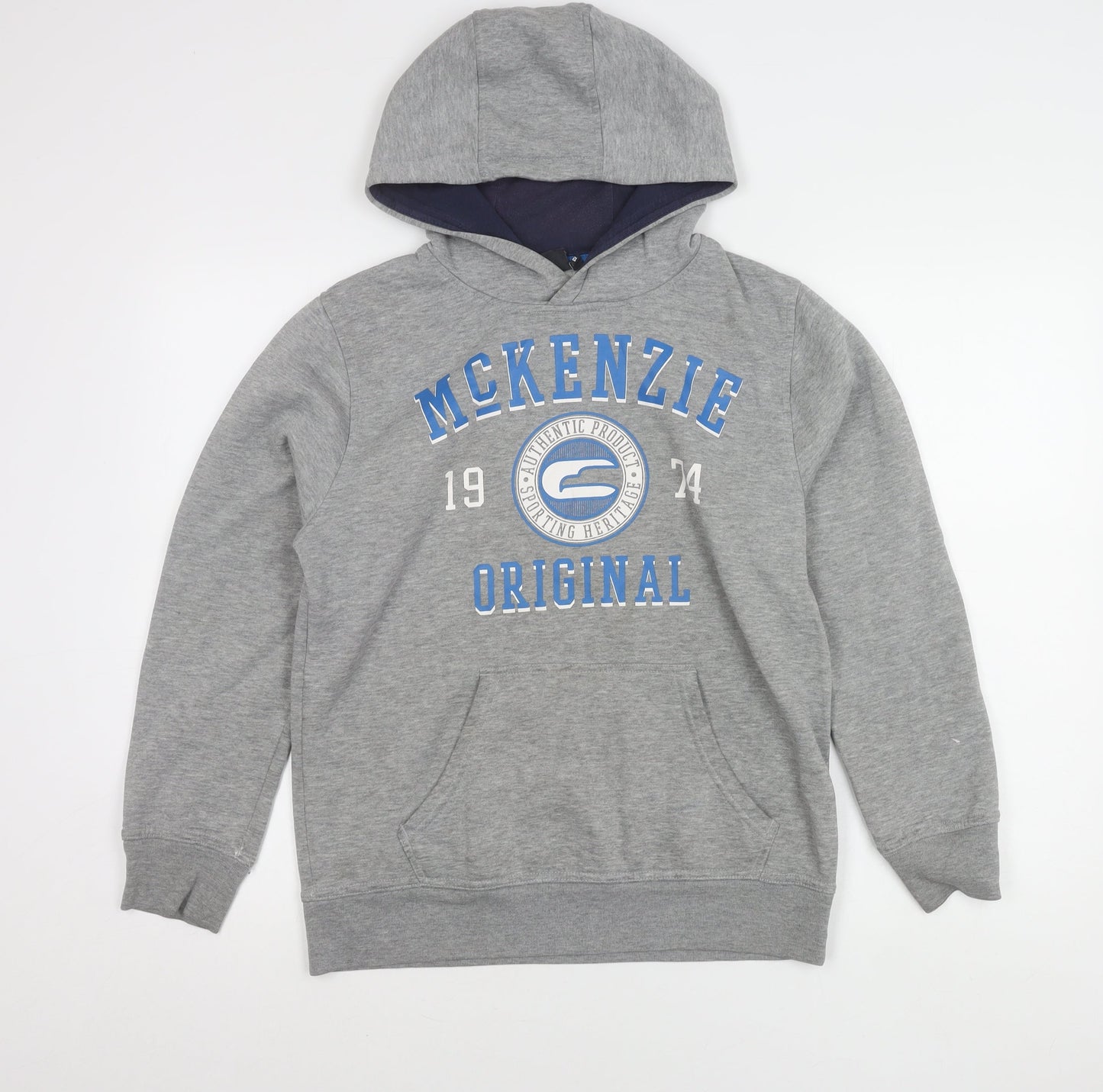 McKenzie Boys Grey Hoodie 13-14 Years Pullover Regular Fit Logo Print