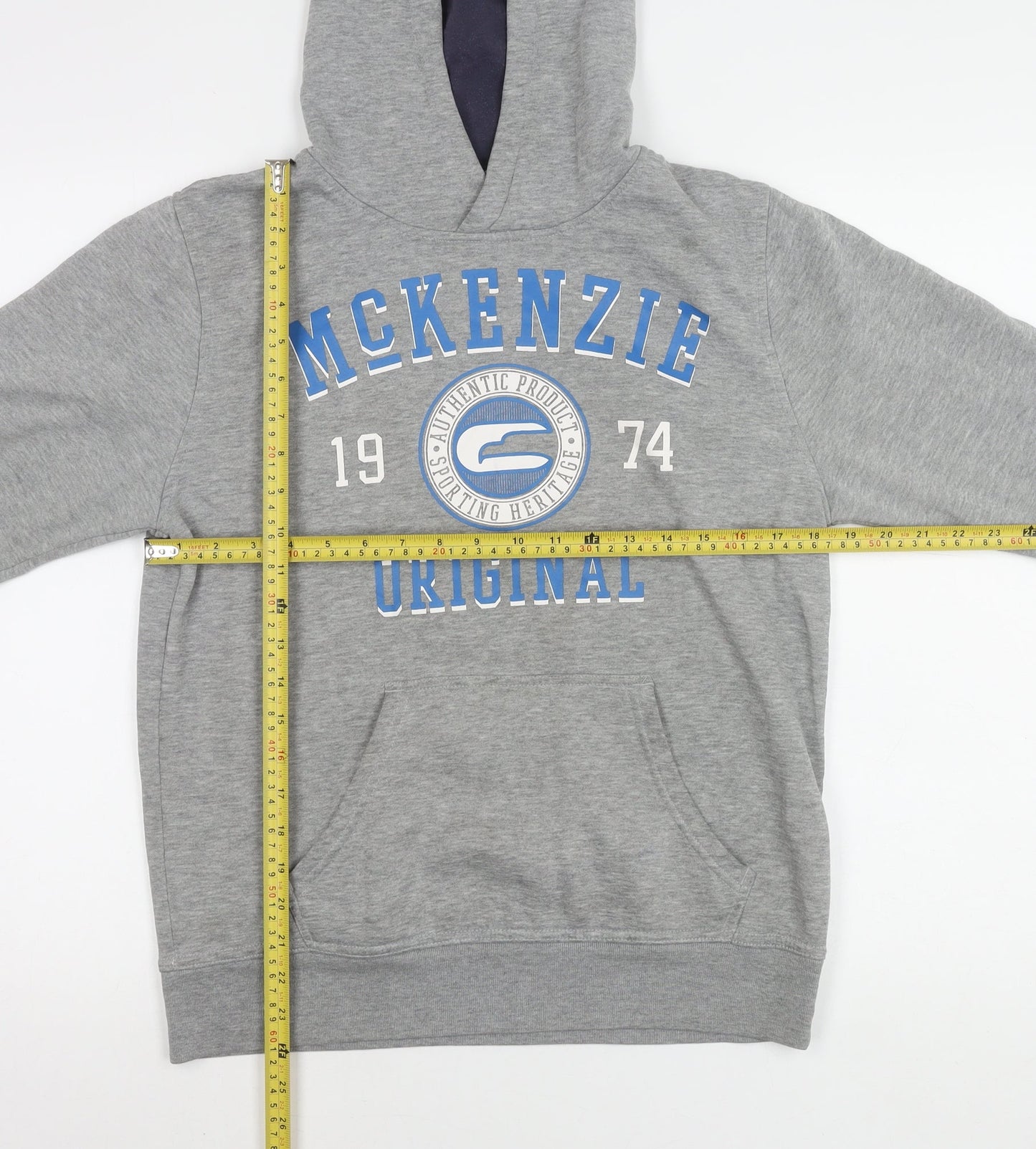 McKenzie Boys Grey Hoodie 13-14 Years Pullover Regular Fit Logo Print