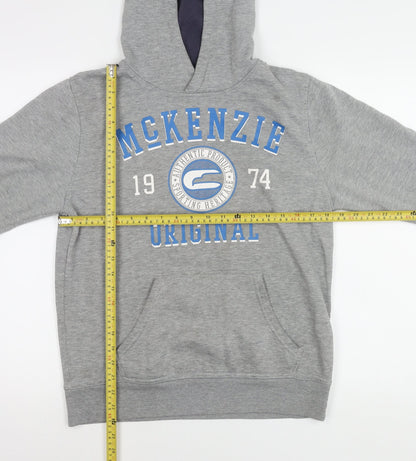 McKenzie Boys Grey Hoodie 13-14 Years Pullover Regular Fit Logo Print
