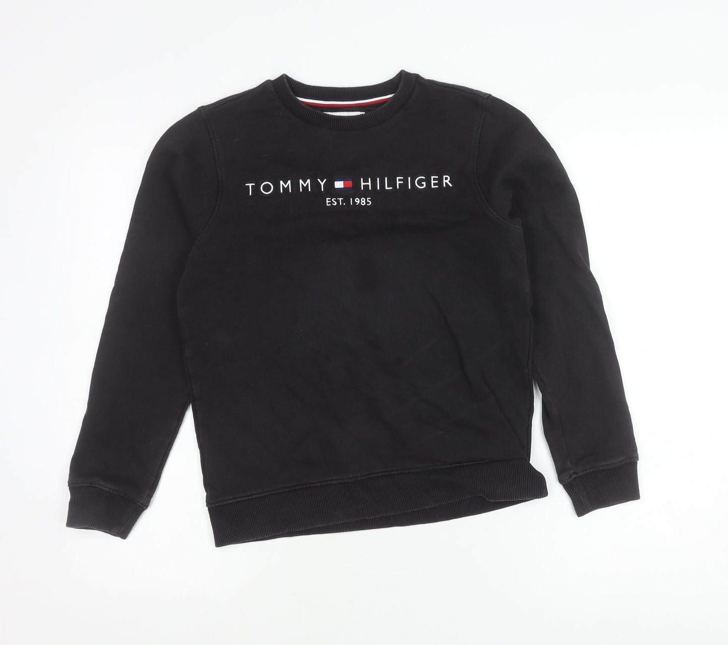 Tommy Hilfiger Boys Black Sweatshirt 12 Years Logo Crew Neck Pullover