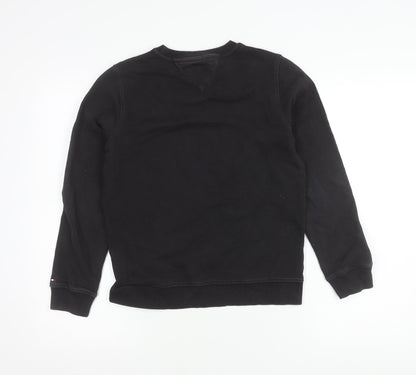Tommy Hilfiger Boys Black Sweatshirt 12 Years Logo Crew Neck Pullover