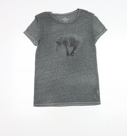 Womens UK Size S American Eagle Outfitters Grey Basic T-Shirt