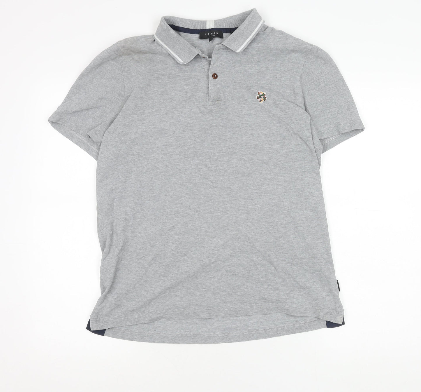 Ted Baker Men's Grey Regular Fit Cotton Polo Shirt Size M