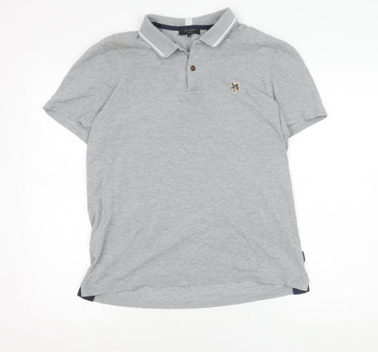 Ted Baker Men's Grey Regular Fit Cotton Polo Shirt Size M