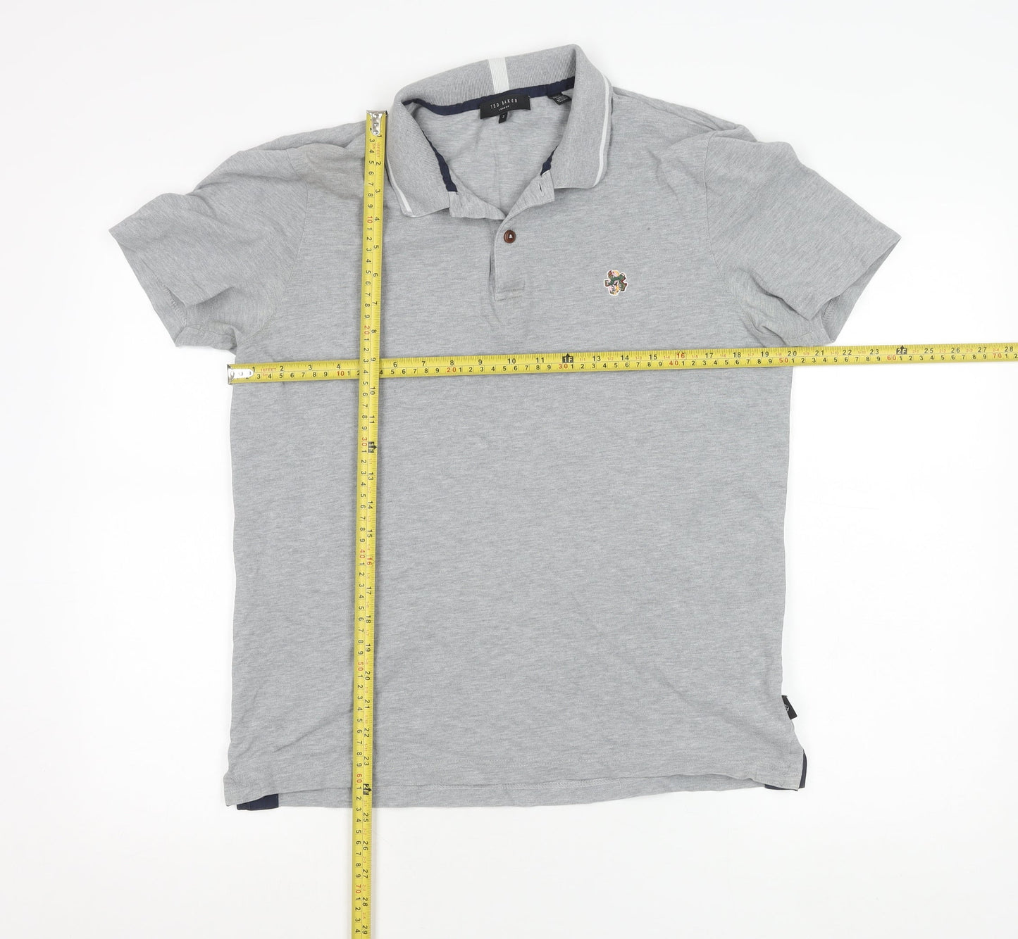 Ted Baker Men's Grey Regular Fit Cotton Polo Shirt Size M