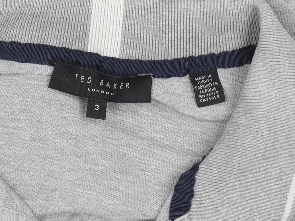 Ted Baker Men's Grey Regular Fit Cotton Polo Shirt Size M