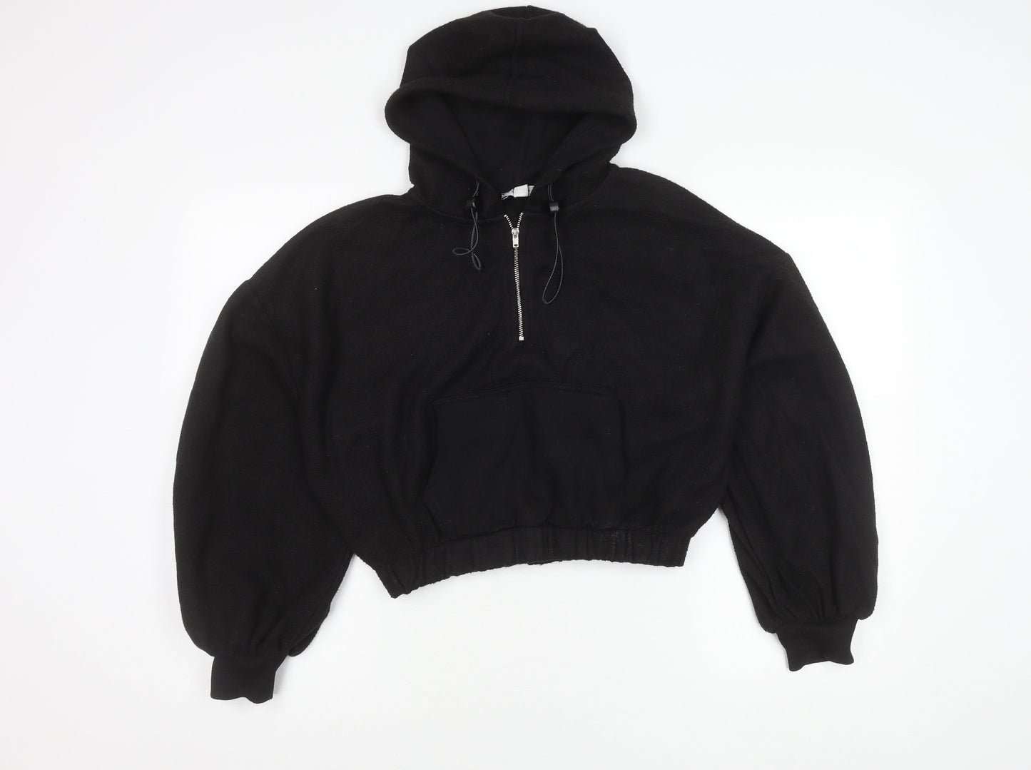 Topshop Women’s Black Hoodie Medium Pullover 1/2 Zip Long Sleeve