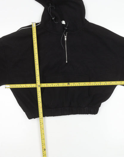 Topshop Women’s Black Hoodie Medium Pullover 1/2 Zip Long Sleeve