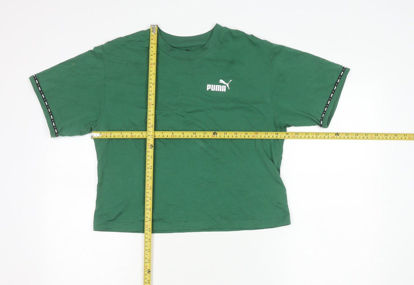 Womens UK Size S PUMA Green Cropped T-Shirt