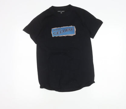 Womens UK Size XS Night Addict Black Basic T-Shirt