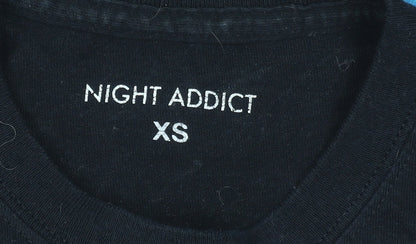 Womens UK Size XS Night Addict Black Basic T-Shirt