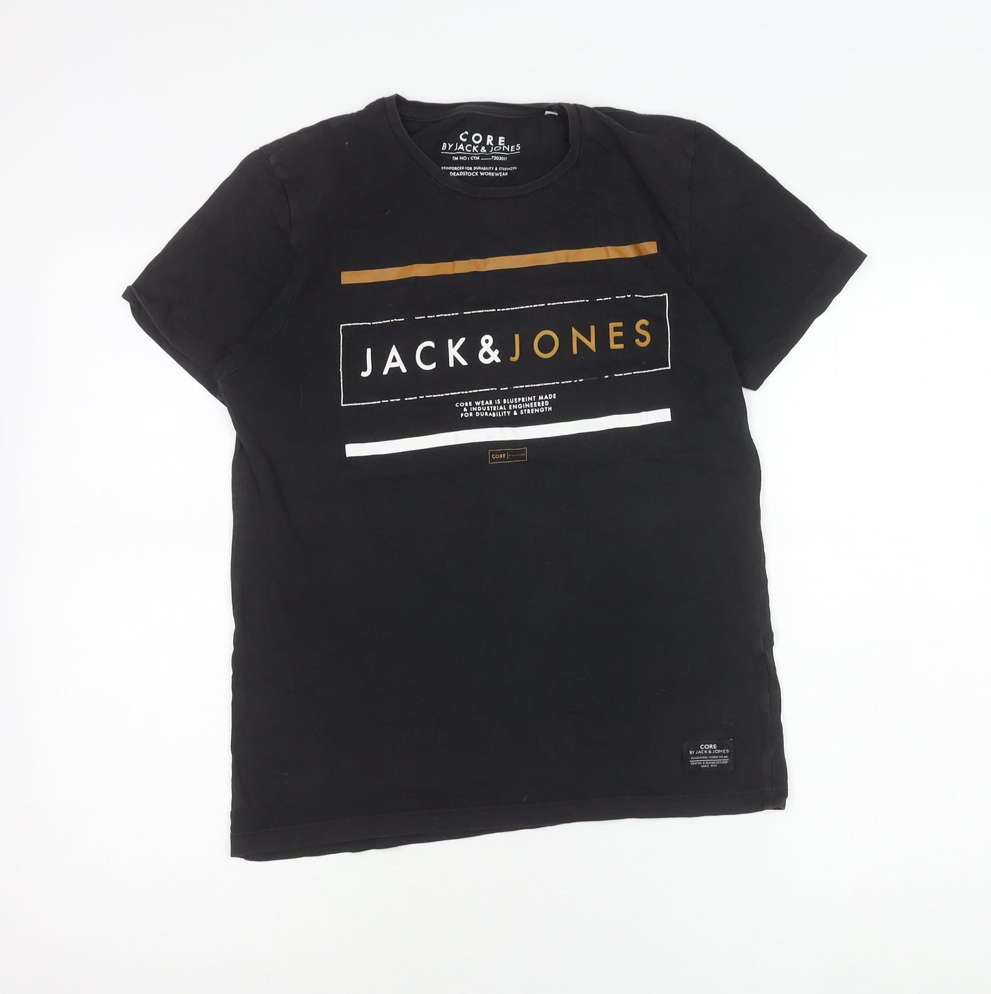 Jack & Jones Men’s Black Small Graphic Logo Crew Neck T-Shirt