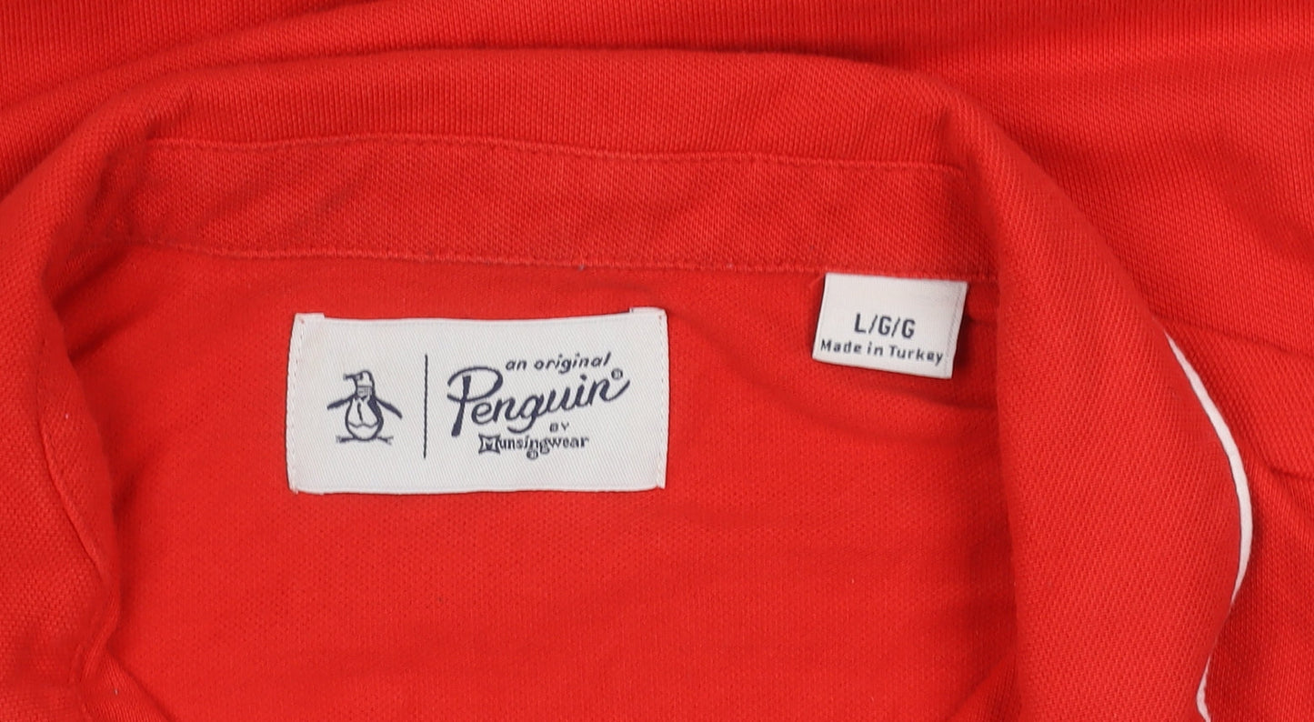 Penguin by Munsingwear Men’s Red Polo Shirt L Cotton Short Sleeve
