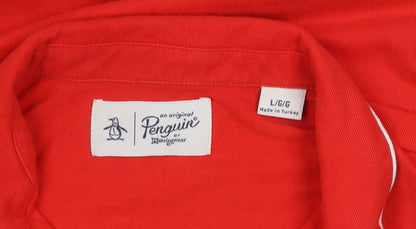 Penguin by Munsingwear Men’s Red Polo Shirt L Cotton Short Sleeve