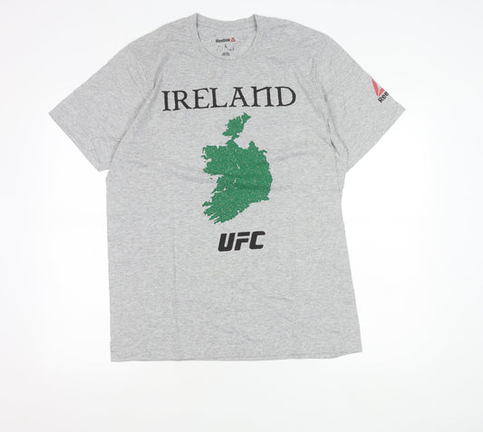 Reebok Men’s Grey Ireland UFC Graphic Logo T-Shirt Size L