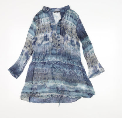Womens UK Size 8 Passport Blue Tunic Blouse