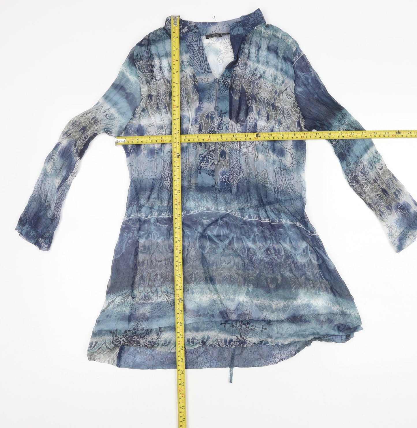 Womens UK Size 8 Passport Blue Tunic Blouse