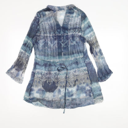 Womens UK Size 8 Passport Blue Tunic Blouse