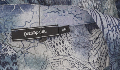 Womens UK Size 8 Passport Blue Tunic Blouse