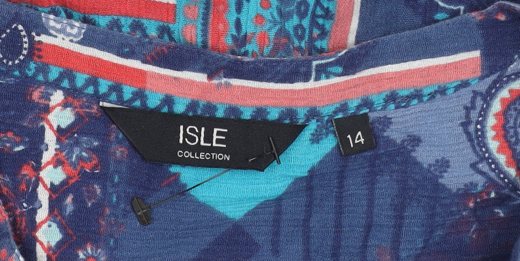 Womens UK Size 14 Isle Collection Multicoloured Tunic Blouse