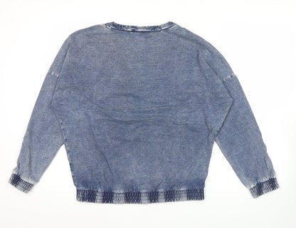 Adidas Womens Blue Size 16 Pullover Sweatshirt Crew Neck Logo Jumper