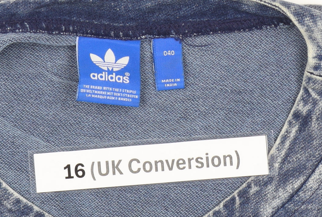 Adidas Womens Blue Size 16 Pullover Sweatshirt Crew Neck Logo Jumper