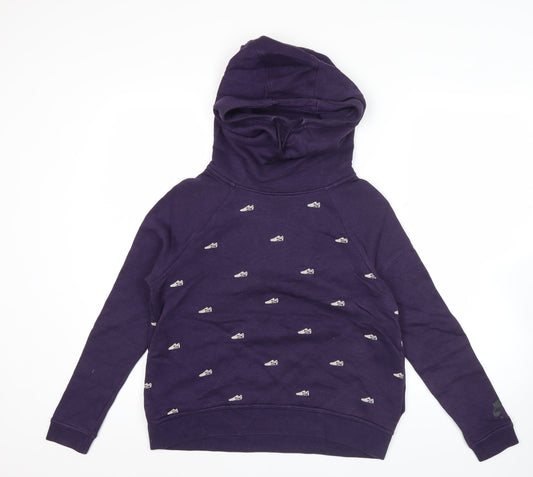 Nike Womens Purple Hoodie Small Pullover Cotton Blend Graphic Print