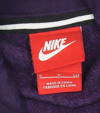 Nike Womens Purple Hoodie Small Pullover Cotton Blend Graphic Print