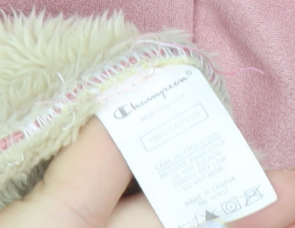 Champion Womens Pink Pullover Hoodie Medium Cotton Logo