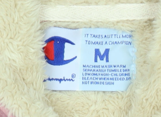 Champion Womens Pink Pullover Hoodie Medium Cotton Logo