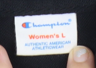 Champion Women's Black Pullover Hoodie L Logo Sportswear