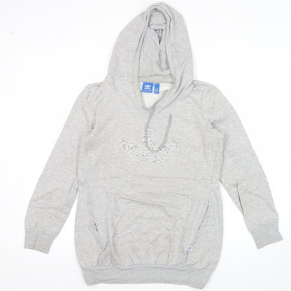 Adidas Women’s Grey Hoodie Size 8 UK Pullover Hooded Sweatshirt
