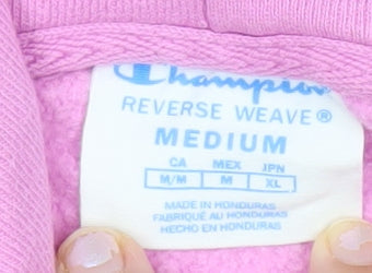 Champion Women’s Pink Hoodie Medium Reverse Weave Cotton Blend
