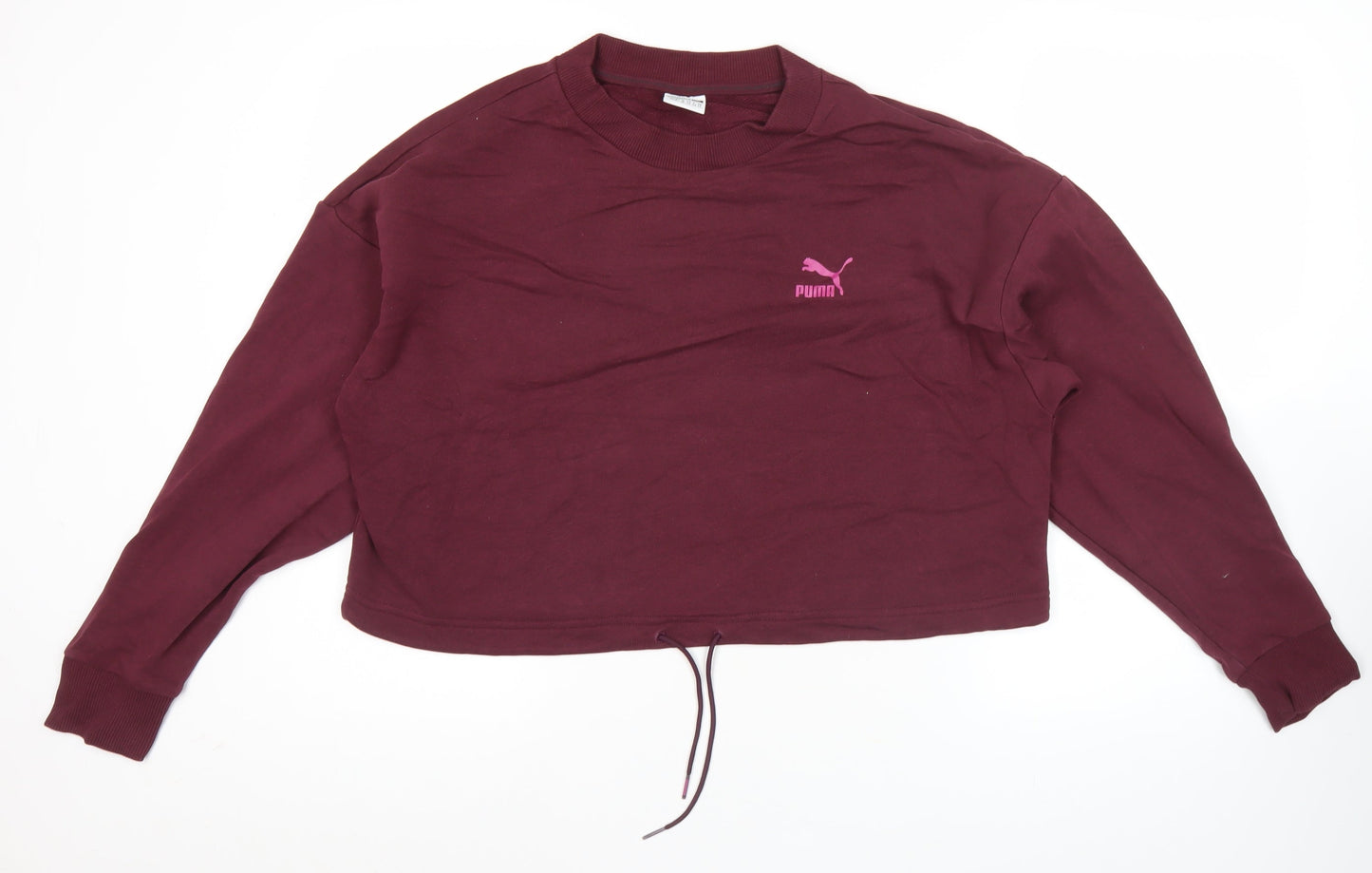 Puma Womens Purple Sweatshirt Size 12 Logo Pullover Crew Neck