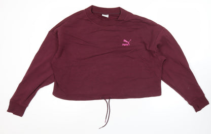 Puma Womens Purple Sweatshirt Size 12 Logo Pullover Crew Neck