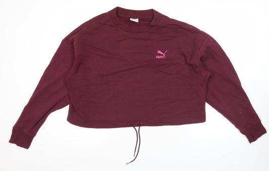 Puma Womens Purple Sweatshirt Size 12 Logo Pullover Crew Neck